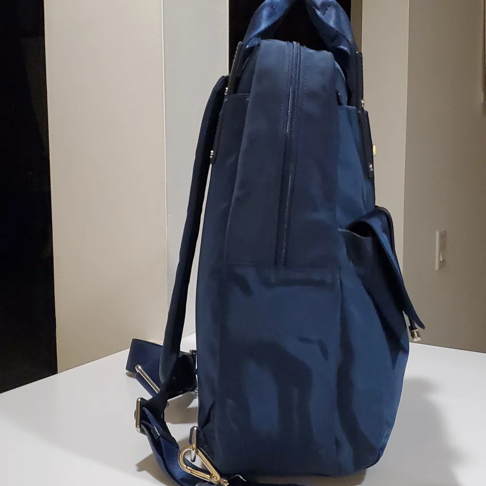 Tumi Epsom Convertible Backpack in Blue & Silver Hardware